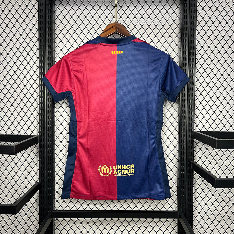 Camisa Barcelona Casa l Feminino  24/25 Azul e Vermelho