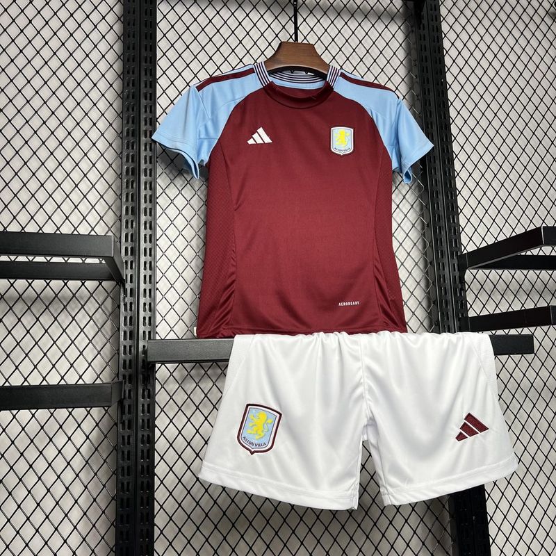 Conjunto Infantil Aston Villa Home  24/25 - Vinho