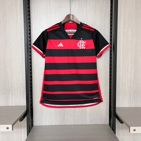 Camisa Flamengo I 24/25 s/n° Torcedor Adidas Feminina - Vermelho+Preto