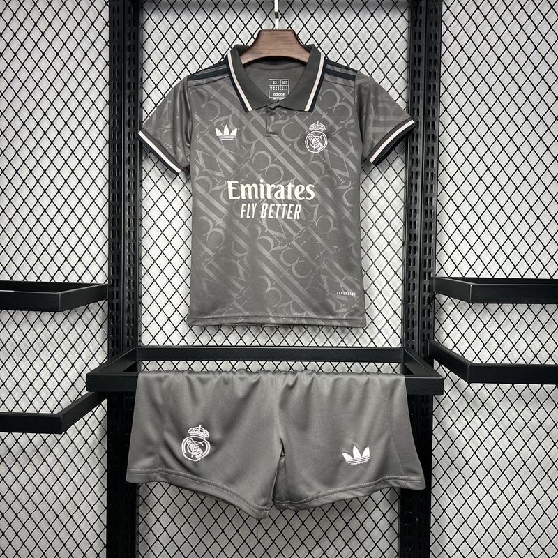 Kit Infantil Real Madrid Away 24/25- Preto