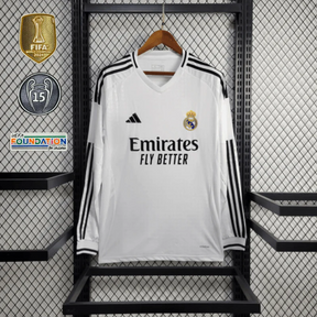 Camisa Manga Longa Real Madrid 24/25 - Todos Patch UCL 15