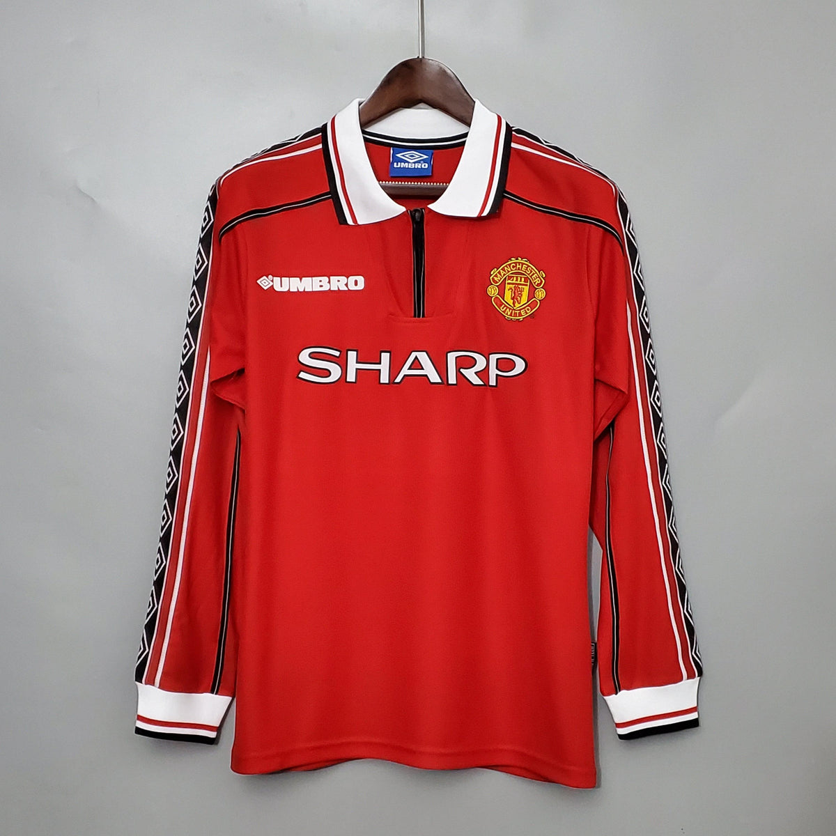 Camisa Retro Manga Longa Manchester United 1998/99 - Vermelho