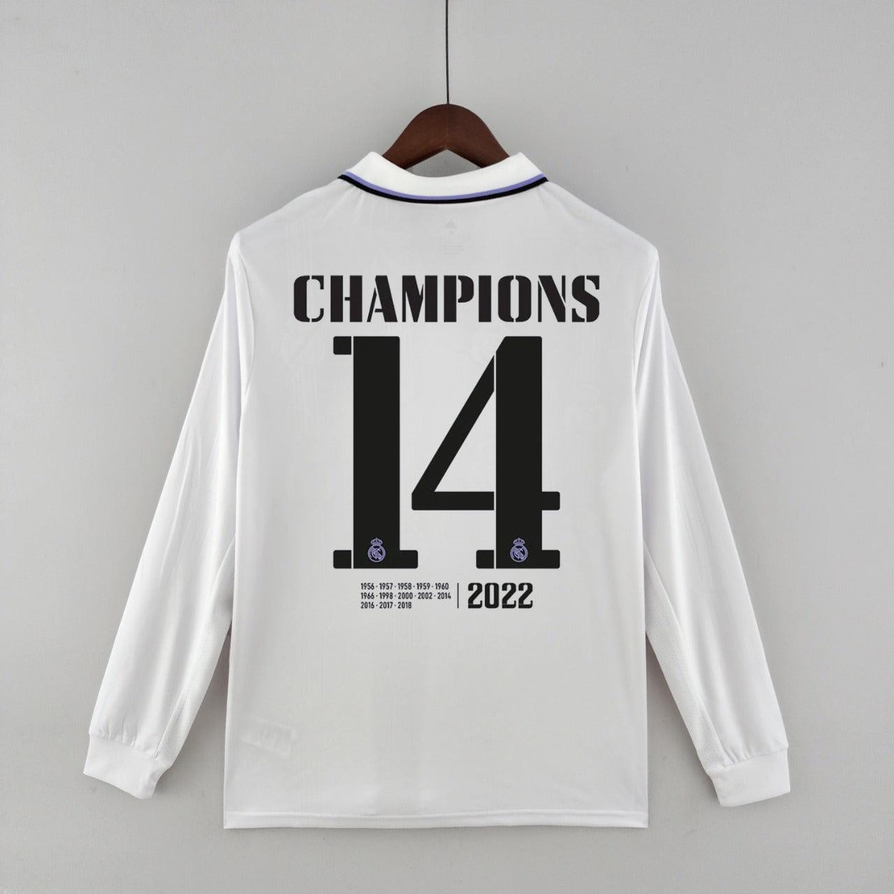 Camisa Manga Longa Real Madrid [UEFA Champions League #14] 22/23 Adidas - Branco