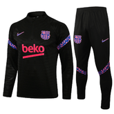 Conjunto Barcelona 21/22 Preta e Roxa - Nike - Com Ziper