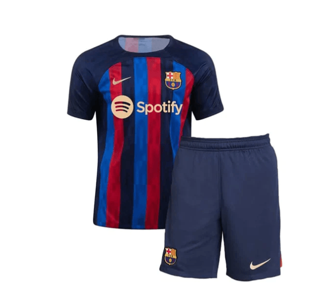 Conjunto Infantil Barcelona Home 22/23 - Azul e Grená