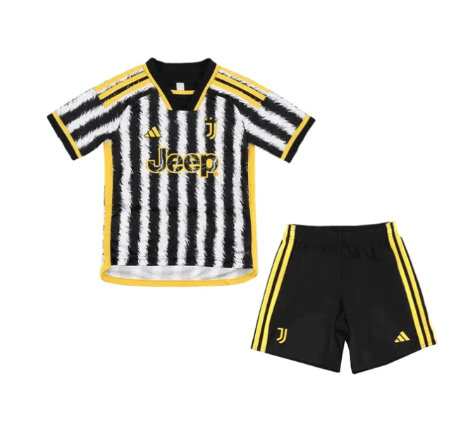 Conjunto Infantil Juventus Home 23/24 - Branco e Preto