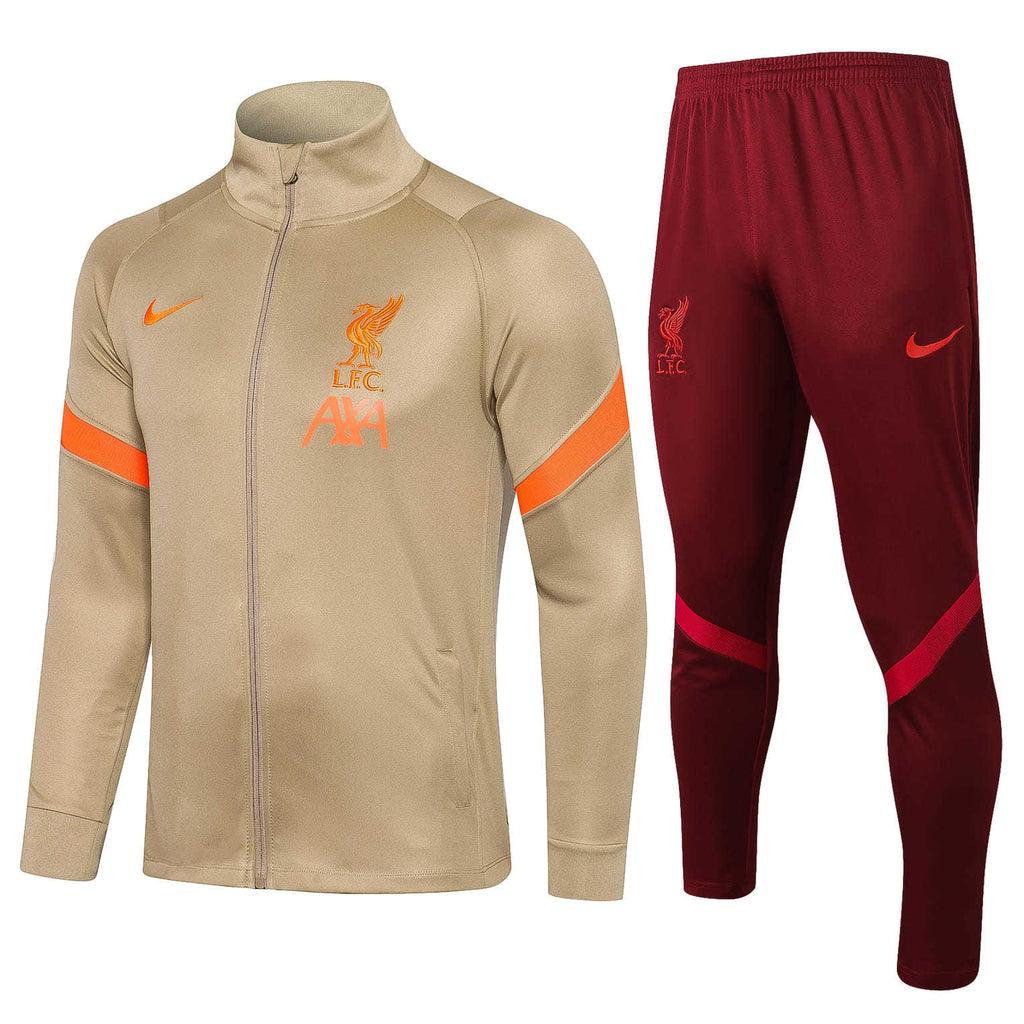 Conjunto Liverpool 21/22 Bege e Vermelho - Nike - Com Fecho