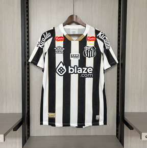 Camisa do Santos I 24/25 preta e branca  (Com todos patrocinadores)